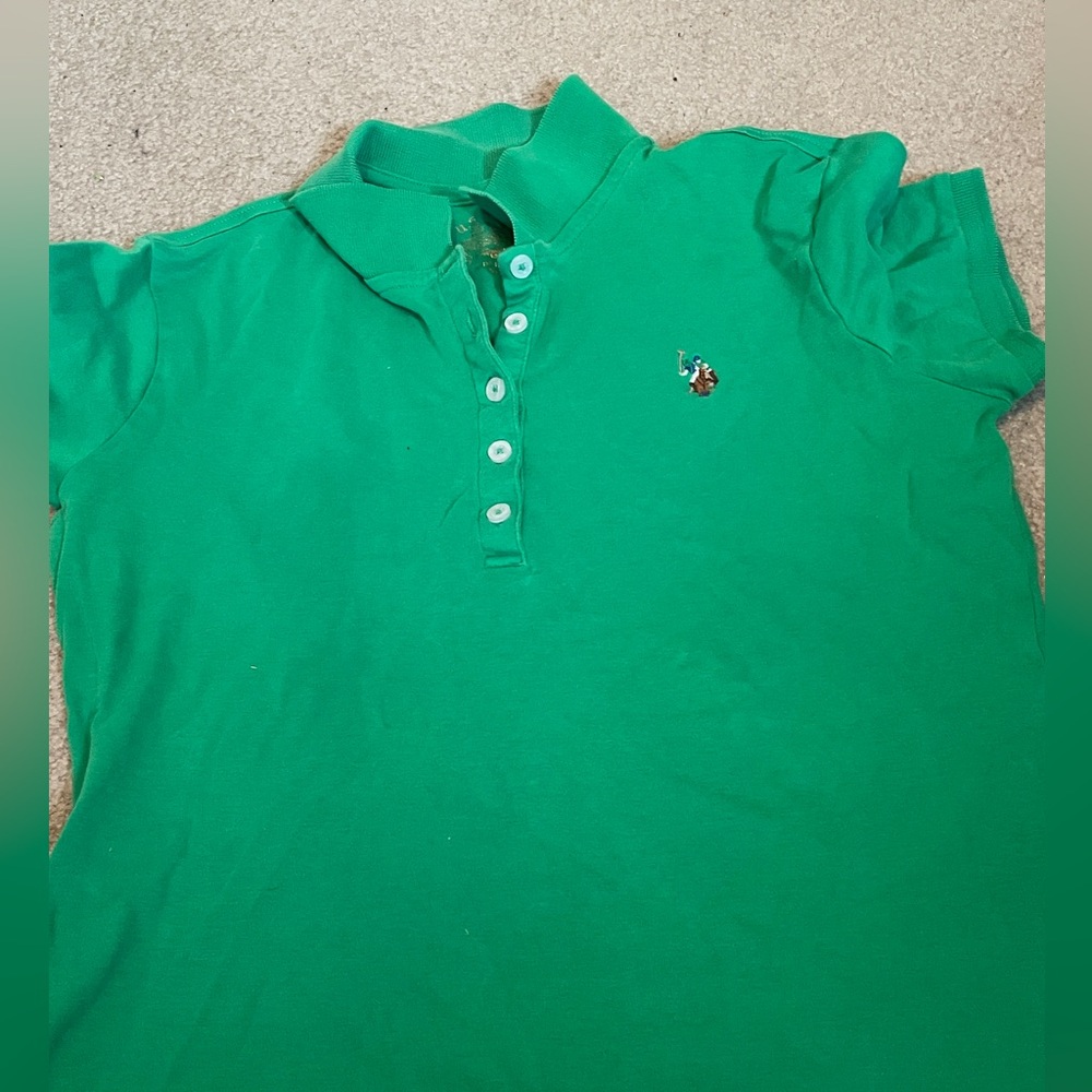 U.S. Polo Assn. Bright Green Girls' Short Sleeve Polo
